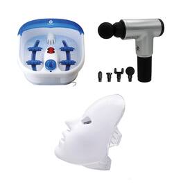 Pursonic - Total Self-Care System – Heated Foot Spa, Percussion Massage Gun & 7-Color LED Beauty Mask