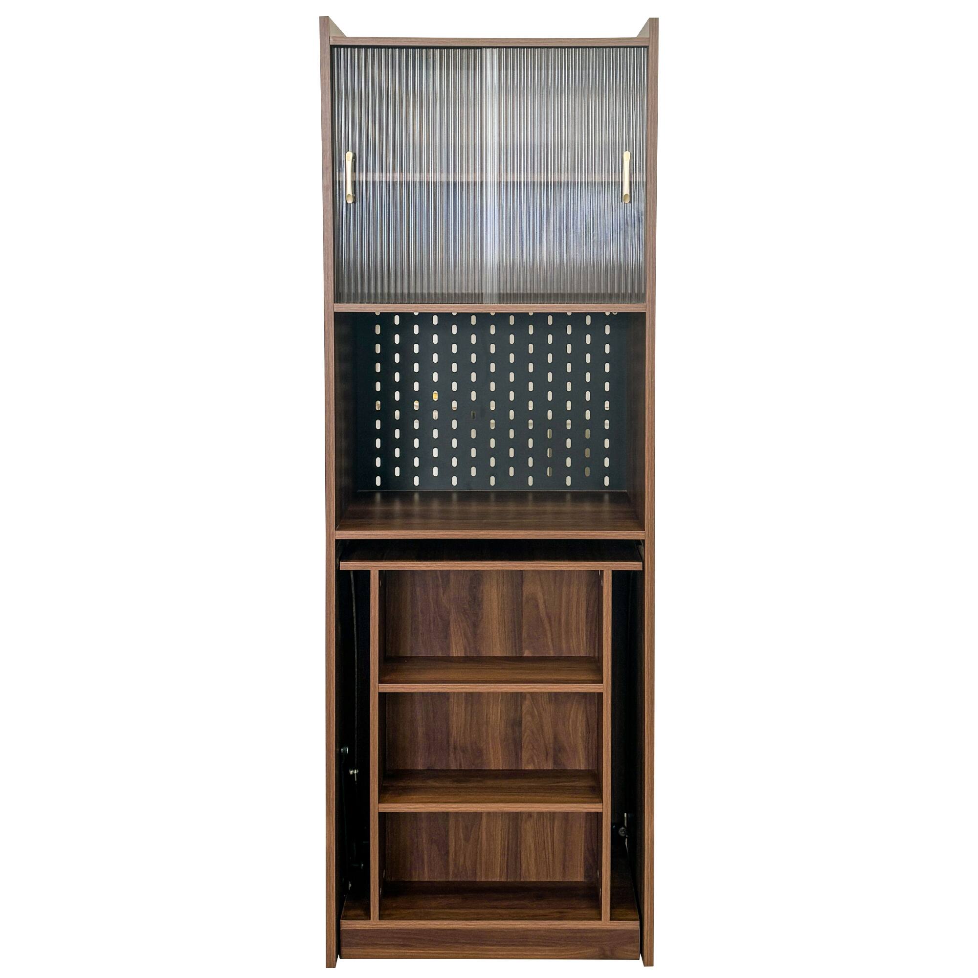 Alt View 6. Tiramisubest - Folding Desk with Storage,Space-Saving Foldable Computer Desk for Small Spaces,Writing Study Table for Home Office - Walnut.