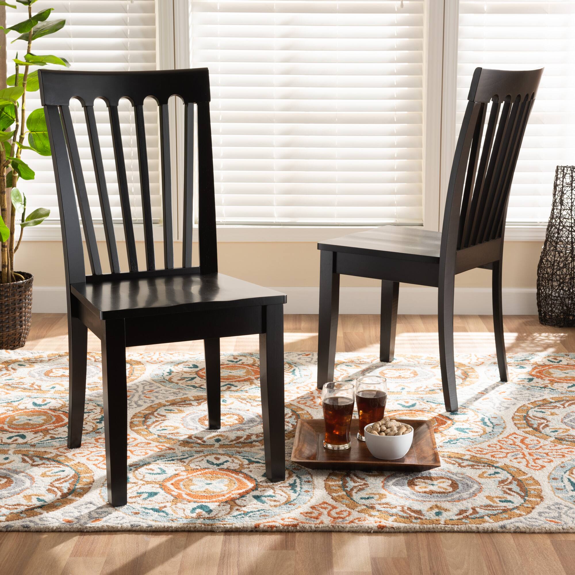 Alt View 2. Baxton Studio - Minette Modern and Contemporary Transitional Finished Wood 2-Piece Dining Chair Set - Dark Brown.