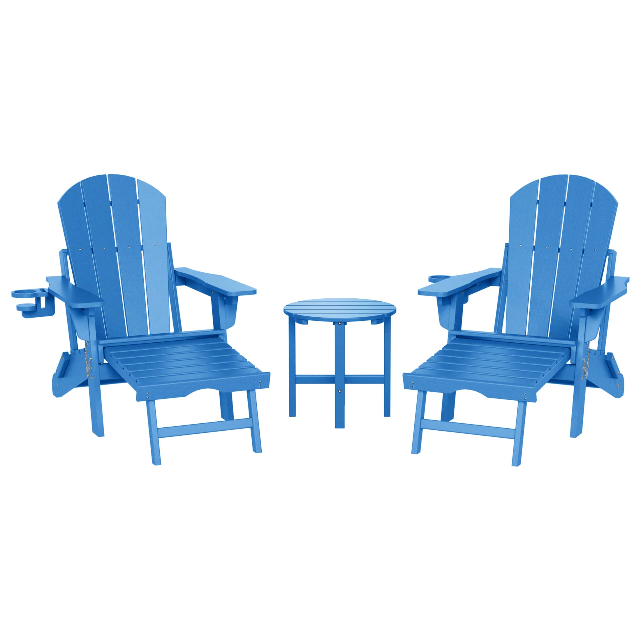 WestinTrends - Malibu 3-Piece Outdoor Folding Adjustable Adirondack Chair with Cup Holder & Side Table - Pacific Blue price history on PriceWatchPro