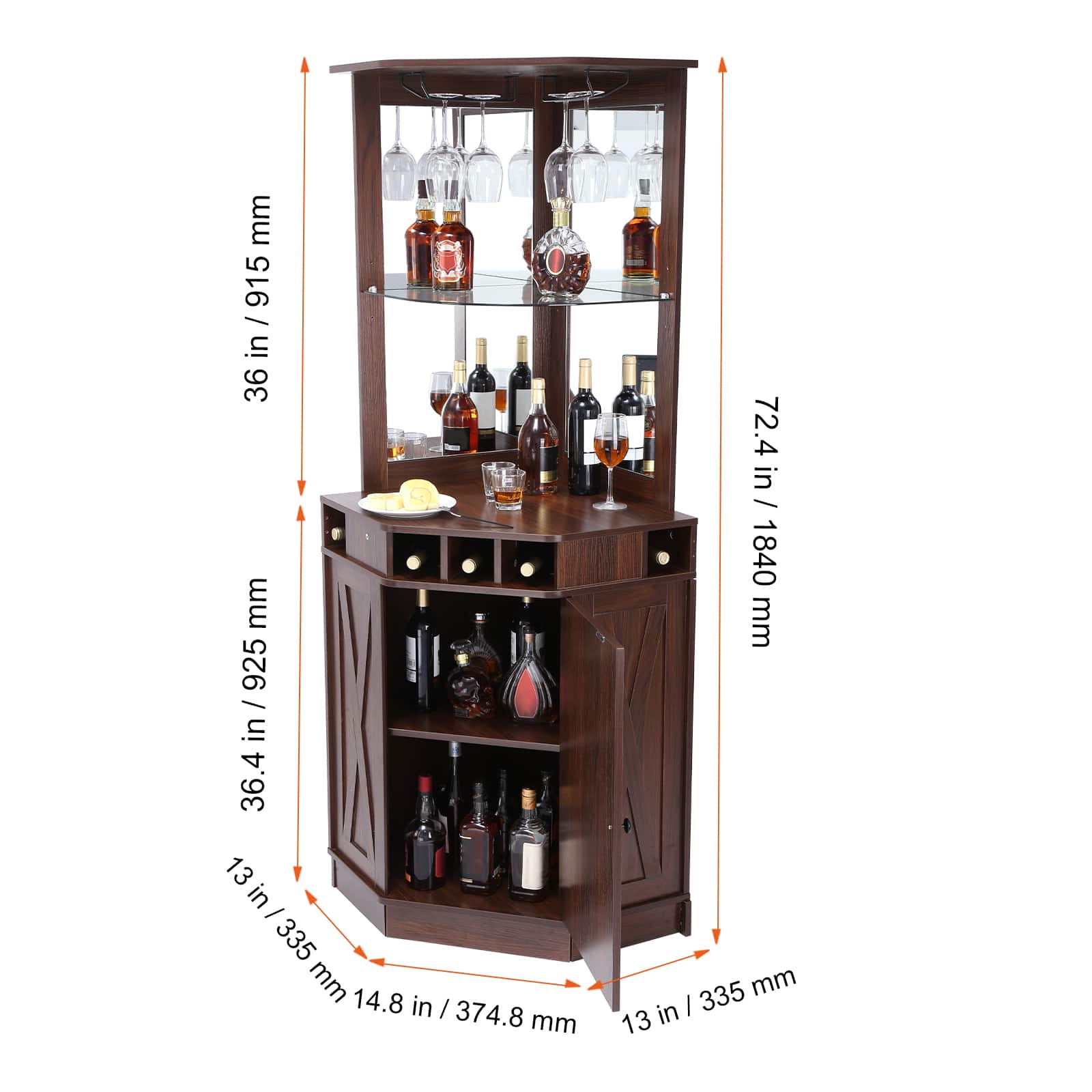 VEVOR Corner Industrial Bar Cabinet, Wine Table for Liquor