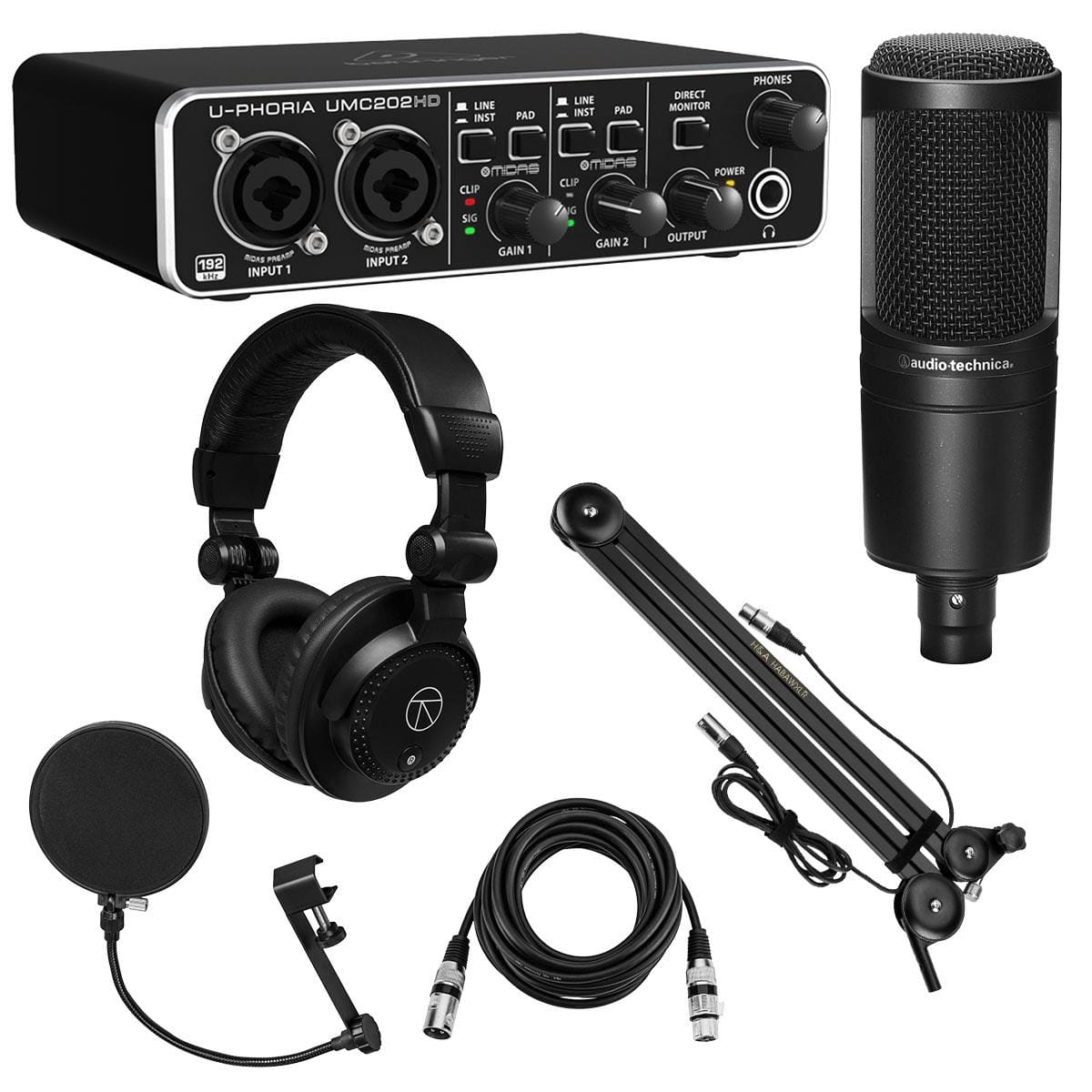 Behringer - U-PHORIA UMC202HD USB Audio Interface, Bundle with AT2020 Microphone and Studio Monitor Headphones, Pop price history on PriceWatchPro