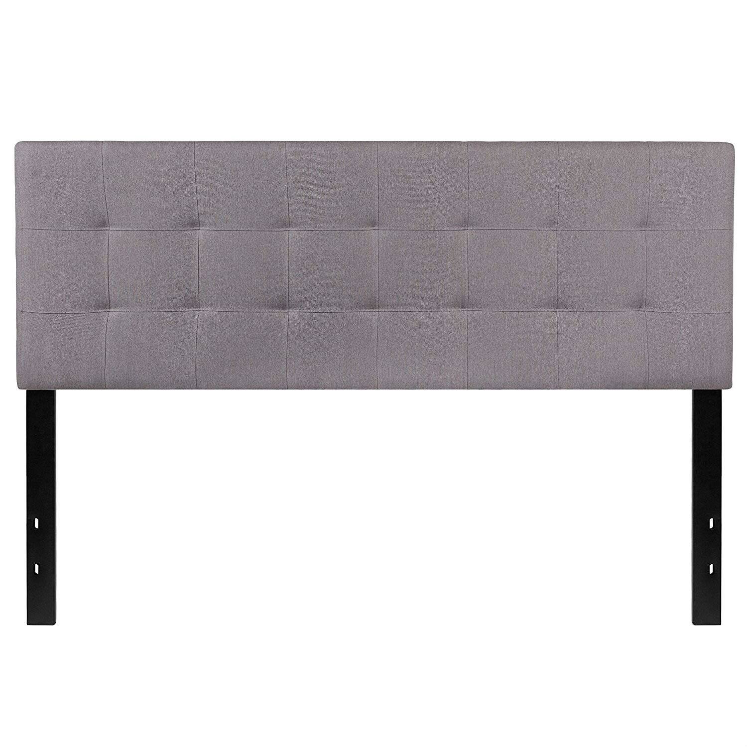 Angle. Hivvago - Queen size Modern Light Grey Fabric Upholstered Panel Headboard - Light Grey.