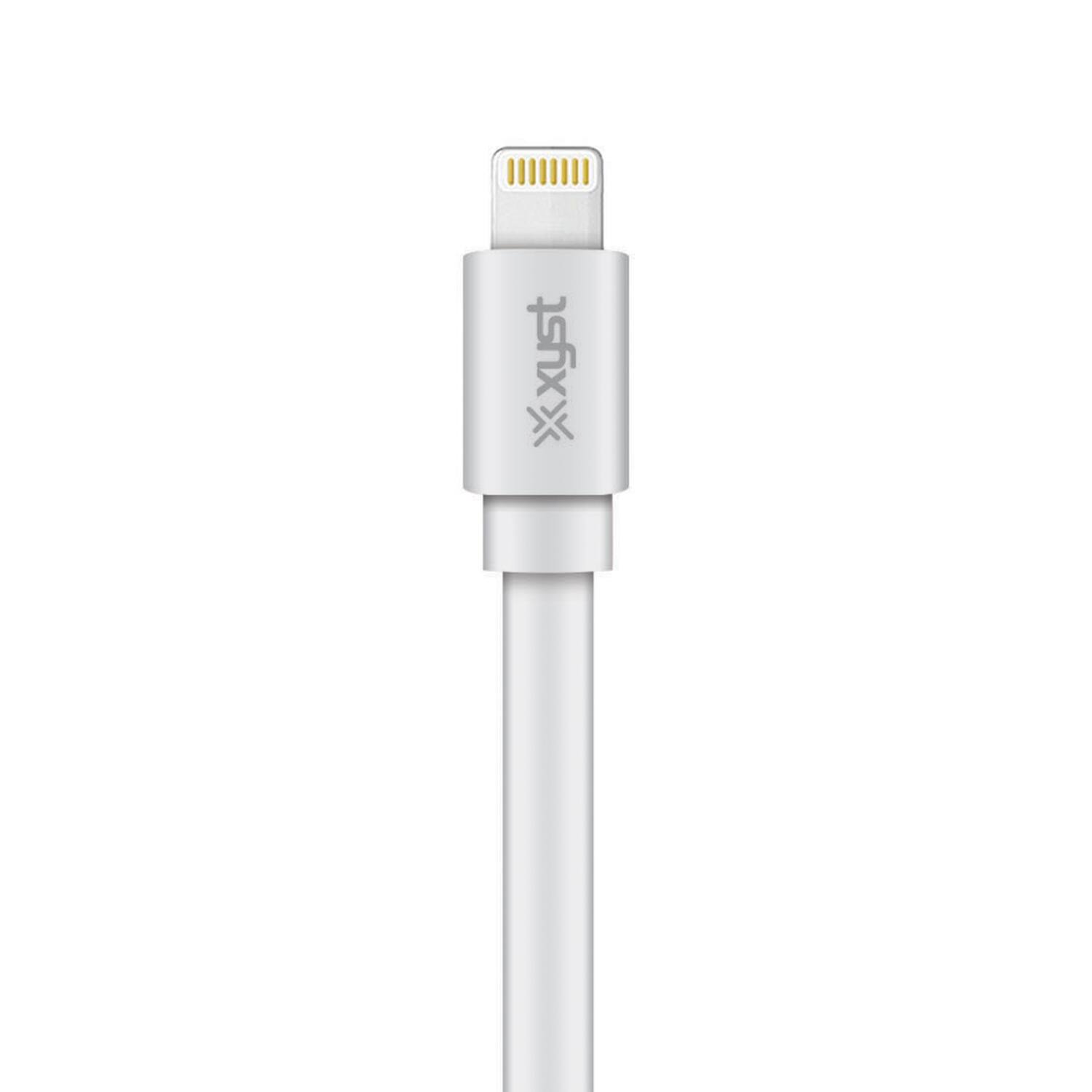 Left. Xyst - Charge and Sync USB to Lightning Flat Cable 4Ft - White.
