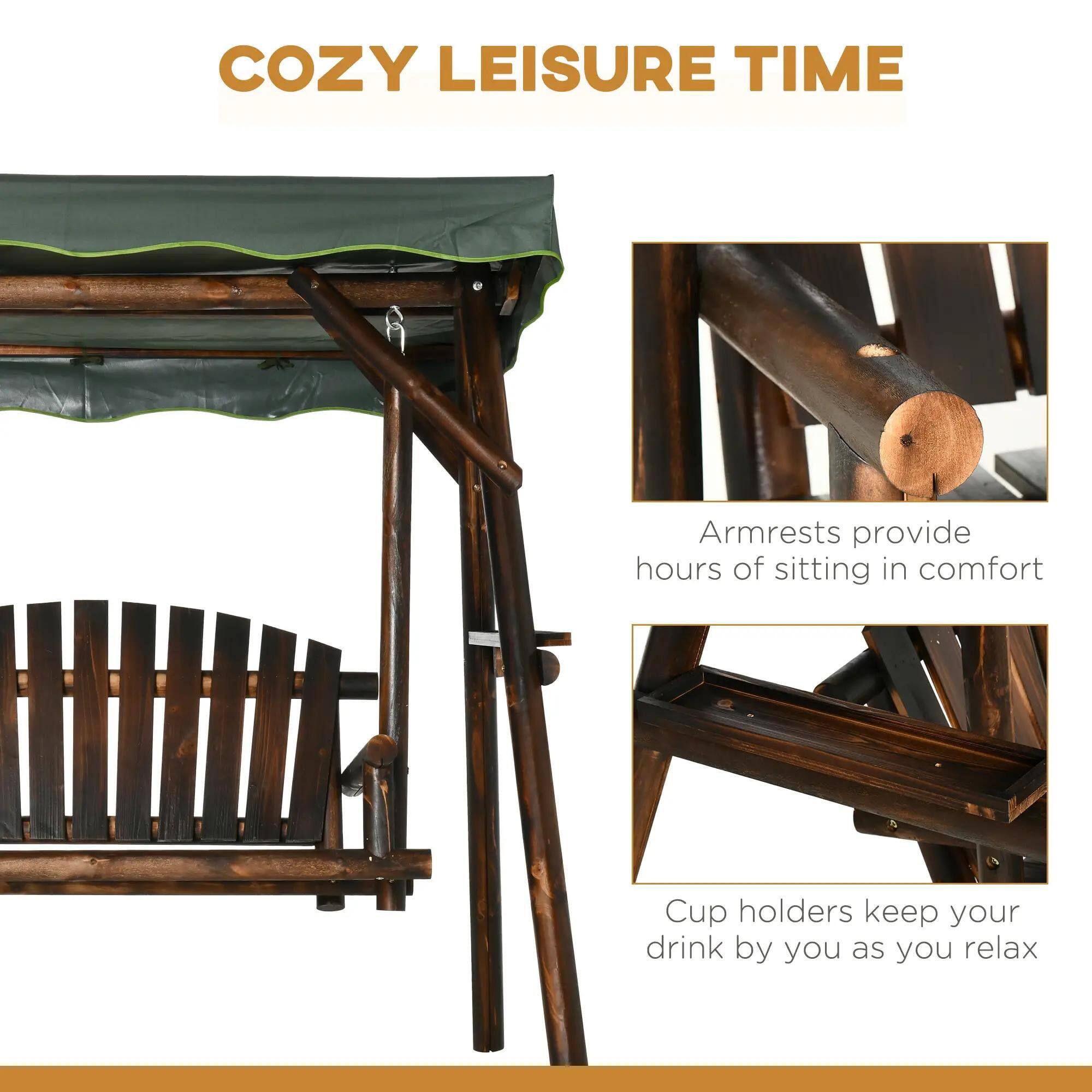 COZY LEISURE TIME

Armrests provide hours of sitting in comfort.

Cup holders keep your drink by you as you relax.