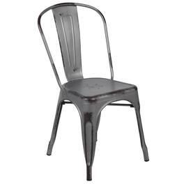 Emma + Oliver - Commercial Grade Distressed Colorful Metal Indoor-Outdoor Stackable Chair - Silver Gray