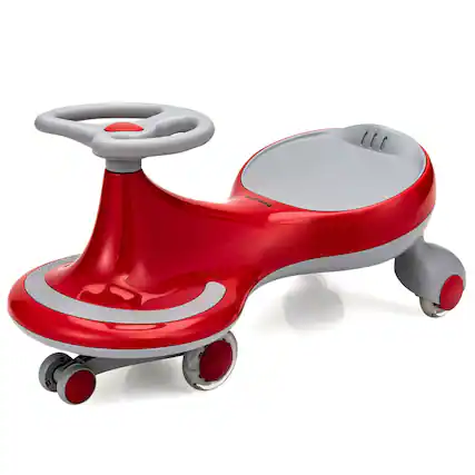 Front. Gymax - Gymax Wiggle Car Ride-on Toy w/ Flashing Wheels for Kids Red - Red.