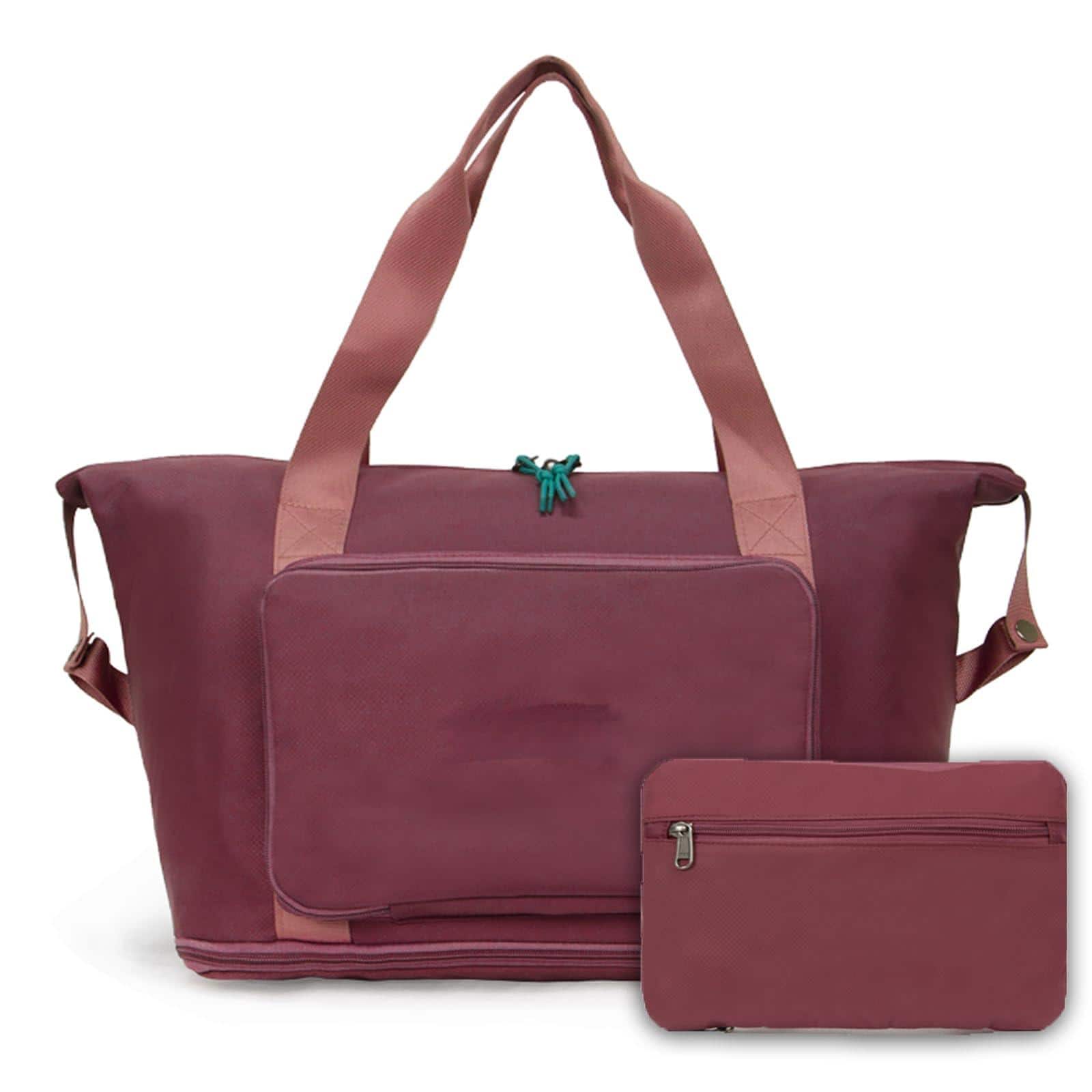 Paradigms Interiors - Foldable Travel Duffel Bag Expandable Collapsible Luggage Large Capacity Lightweight Oxford Fabric Waterpro - Brown