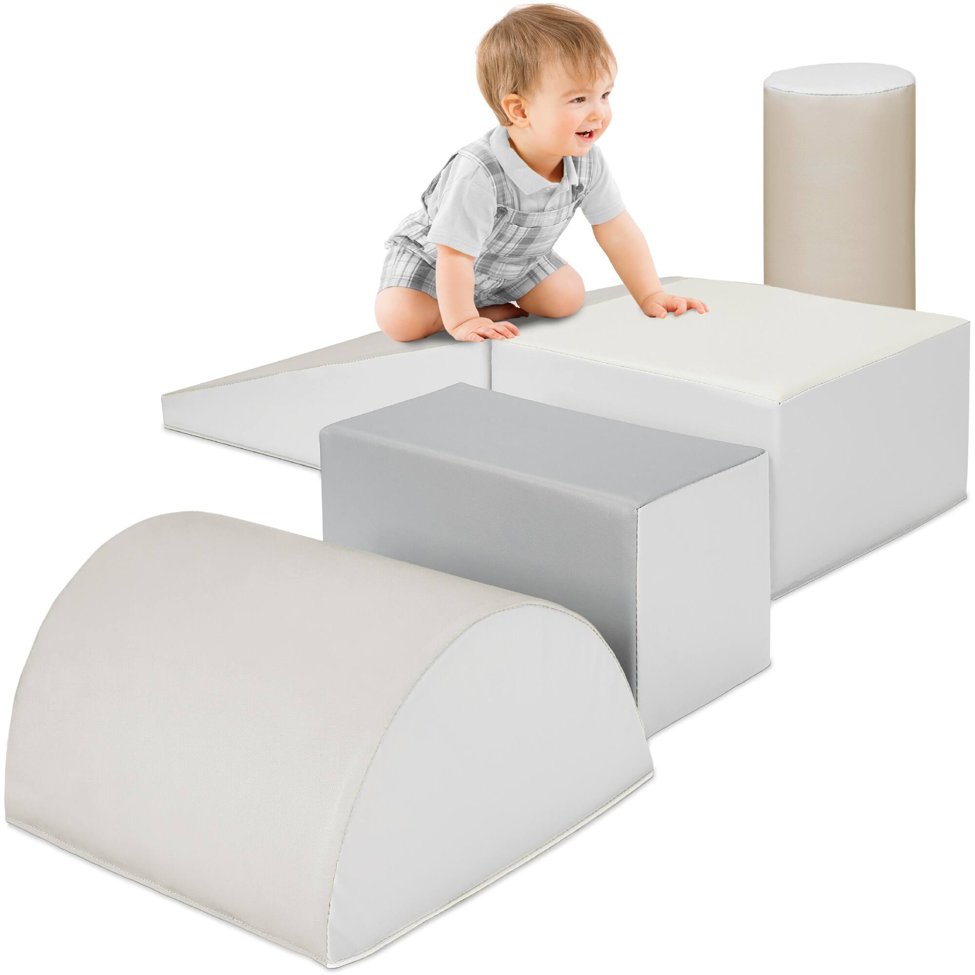 Front. Best Choice Products - Best Choice Products 5-Piece Kids Climb & Crawl Soft Foam Block Playset Structures for Child Development - Neutral - Neutral.