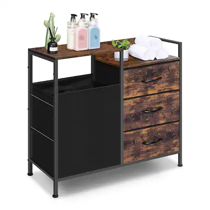 Front. Oumilen - 2-Tier Coffee Pod Storage Drawer with Rustic Wood Top.