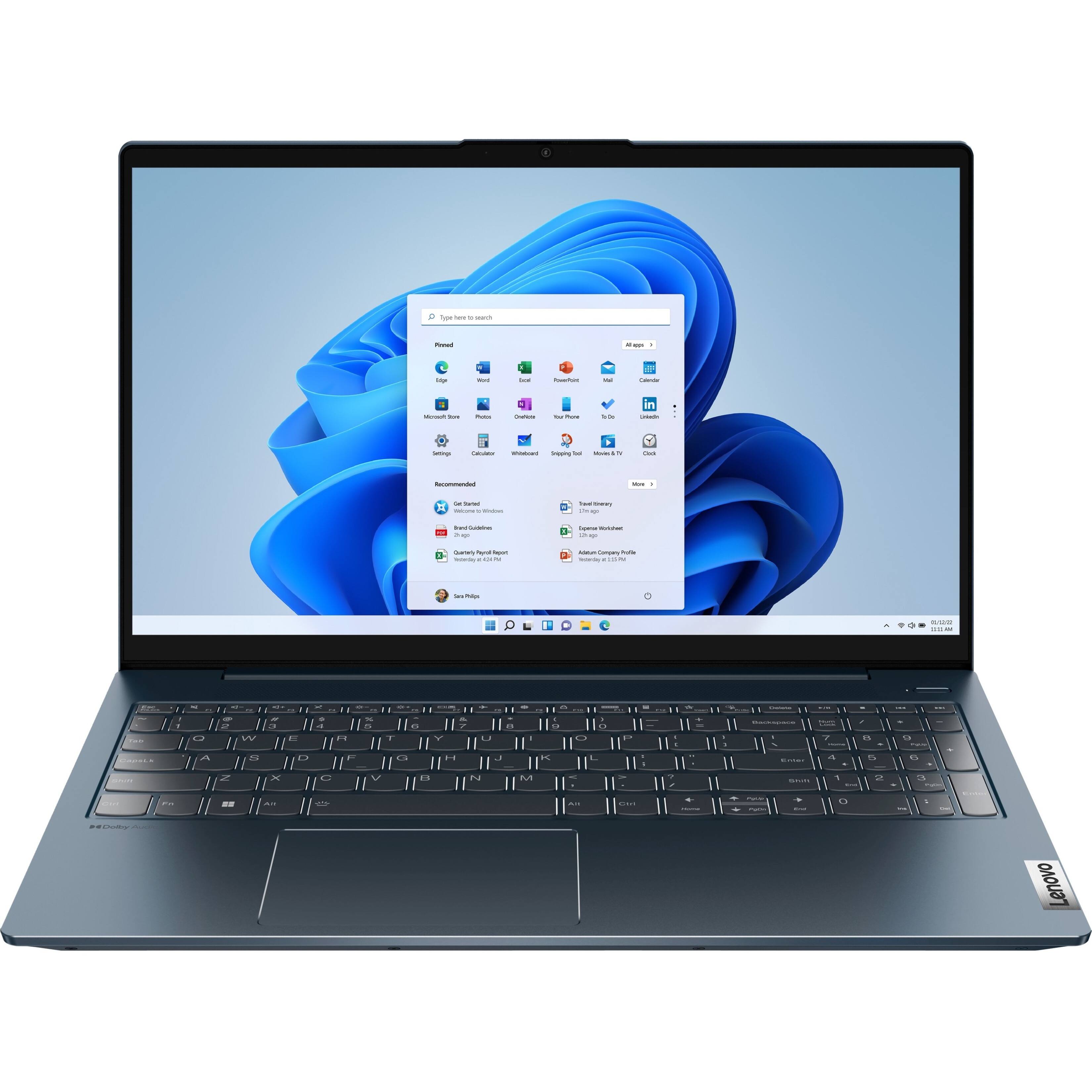 Front. Lenovo - IdeaPad 15.6" Laptop - AMD Ryzen 7 - 8 GB Memory - 512 GB SSD - Abyss Blue.