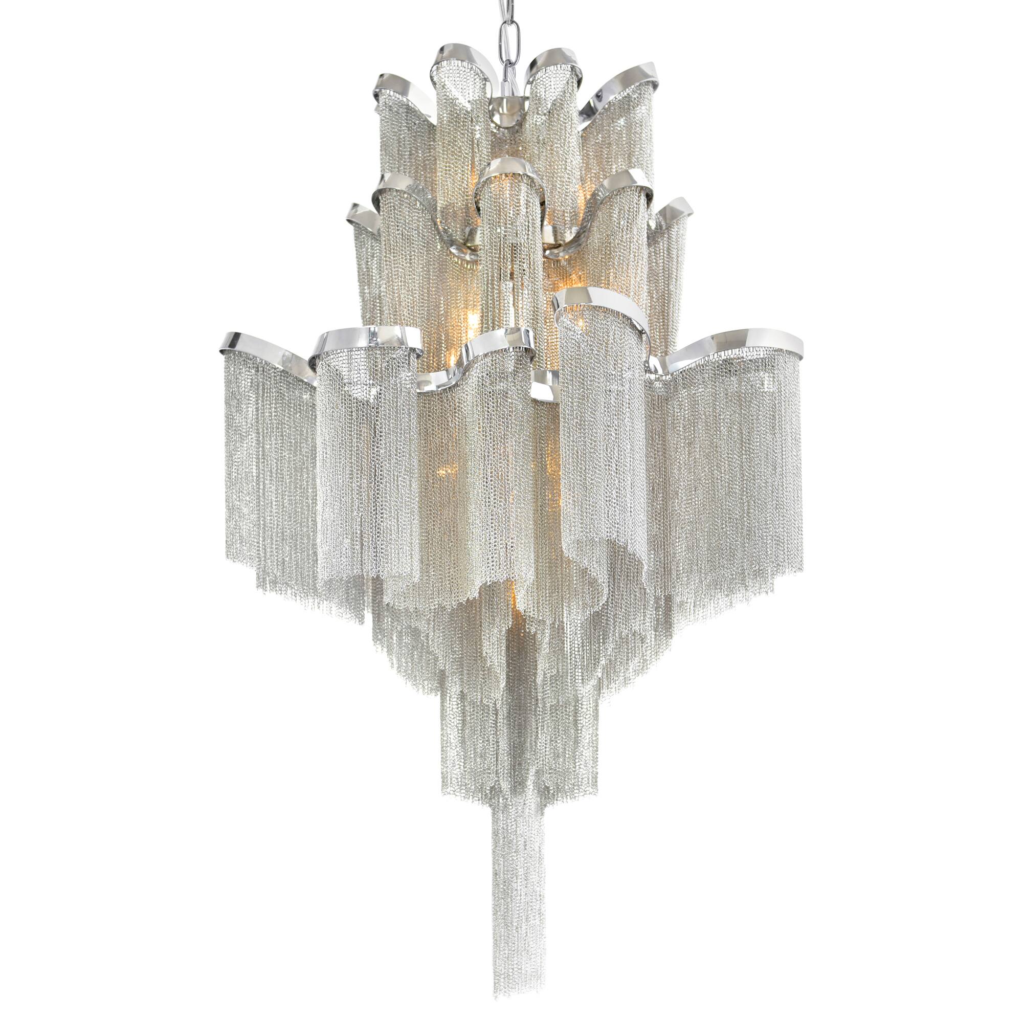 Angle. CWI Lighting - Daisy 16 Light Down Chandelier With Chrome Finish - Chrome.