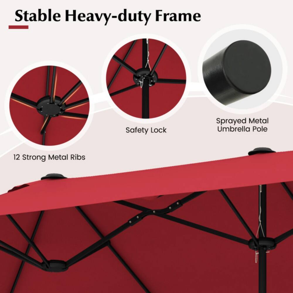 Stable Heavy-duty Frame

- Safety Lock
- 12 Strong Metal Ribs
- Sprayed Metal Umbrella Pole