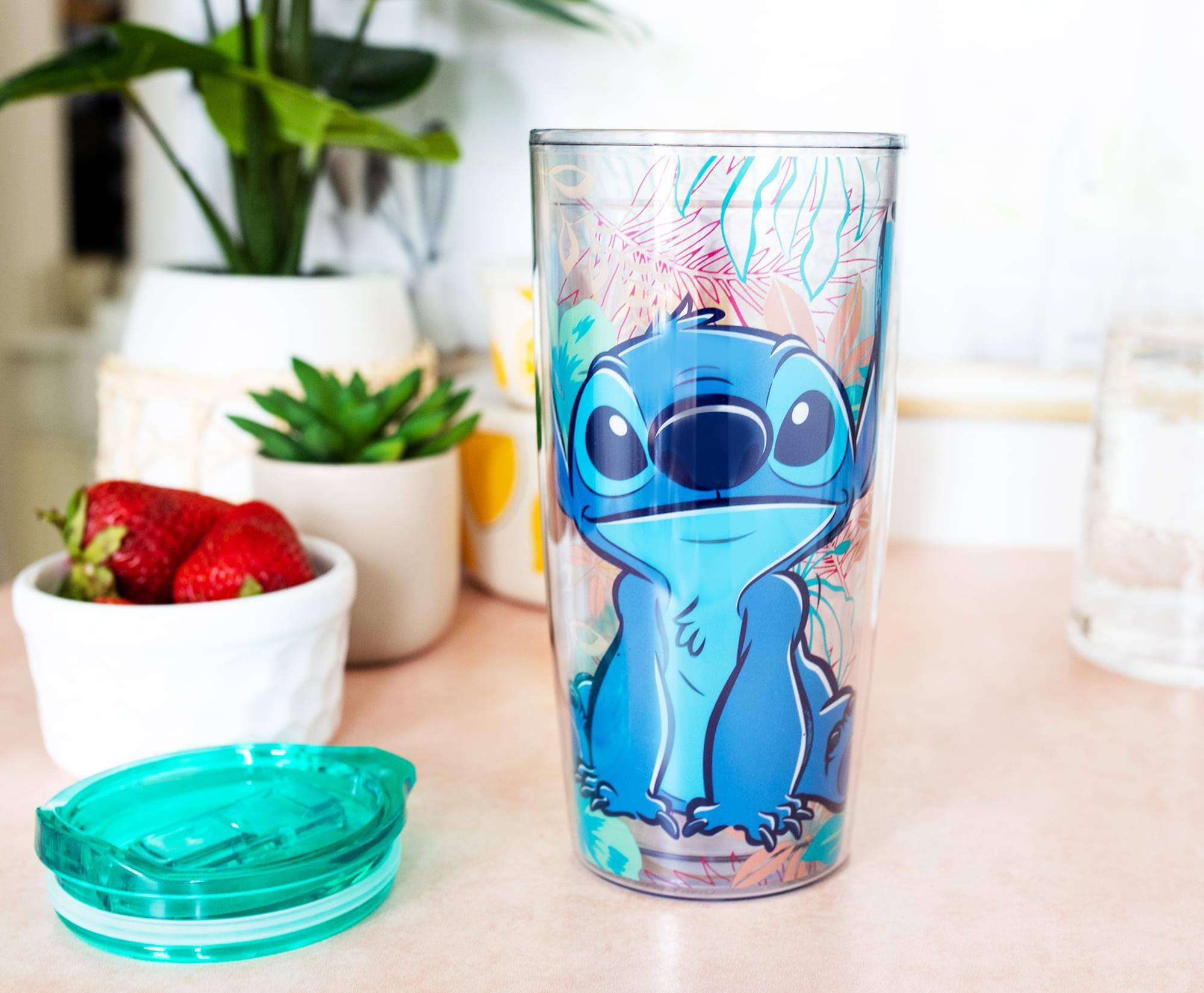 Alt View 3. Silver Buffalo - Disney Lilo & Stitch Travel Tumbler with Slide Close Lid | Holds 20 Ounces - Blue.