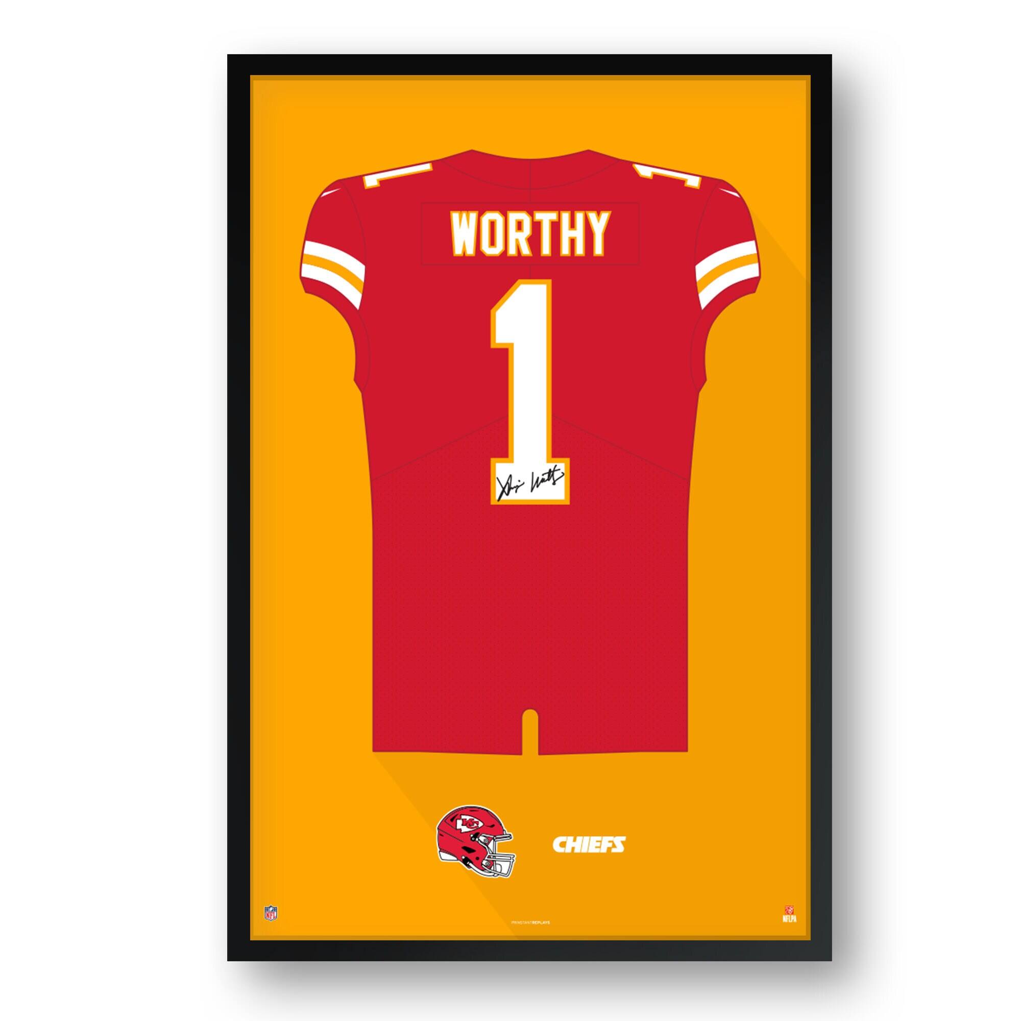 Xavier Worthy Kansas City Chiefs Framed 27" x 39" Jersey Art Print