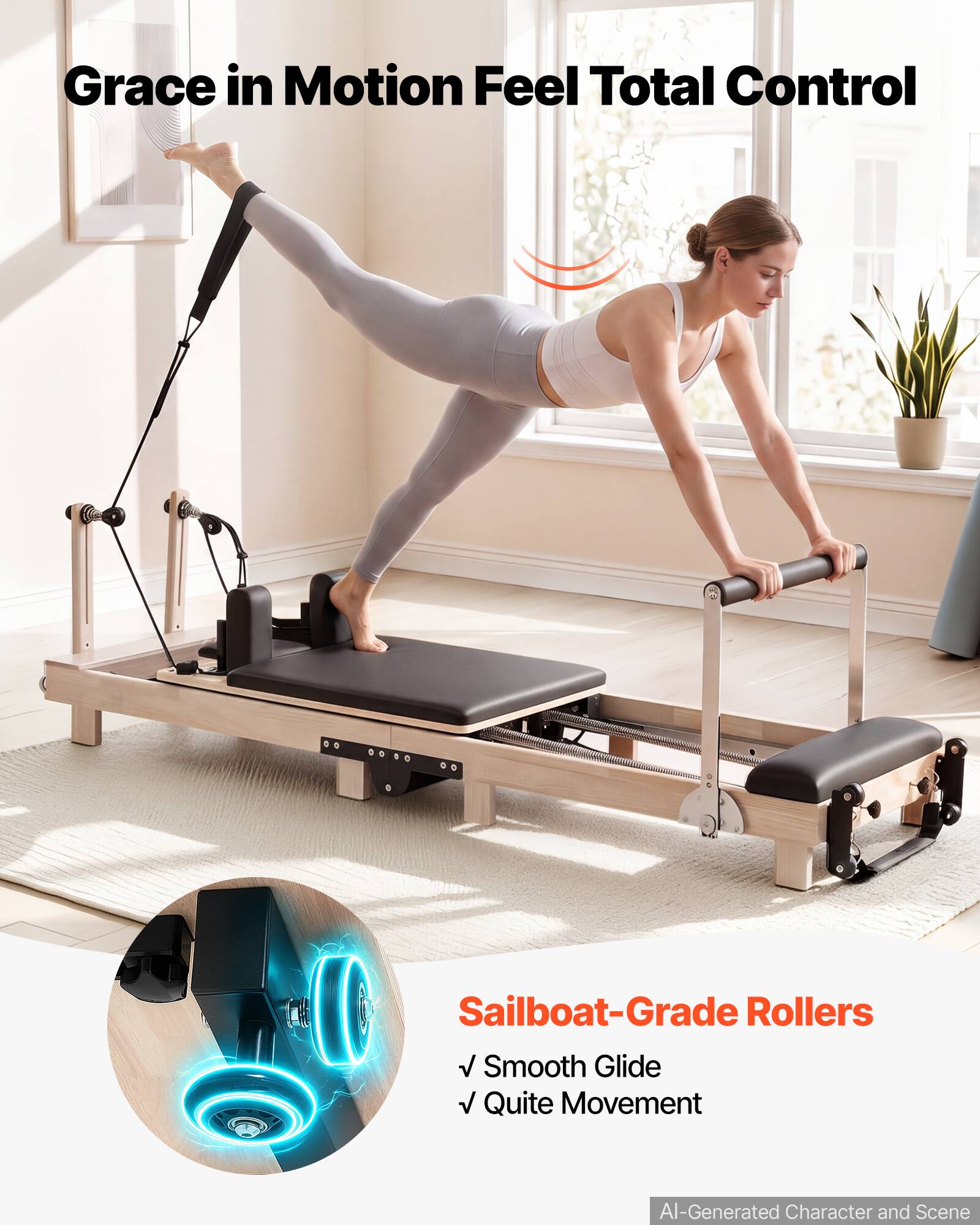 Grace in Motion Feel Total Control

Sailboat-Grade Rollers
- Smooth Glide
- Quite Movement

AI-Generated Character and Scene