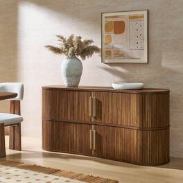 Radcliffe 63" Curved Fluted Sideboard Buffet Cabinet by Modway - Walnut