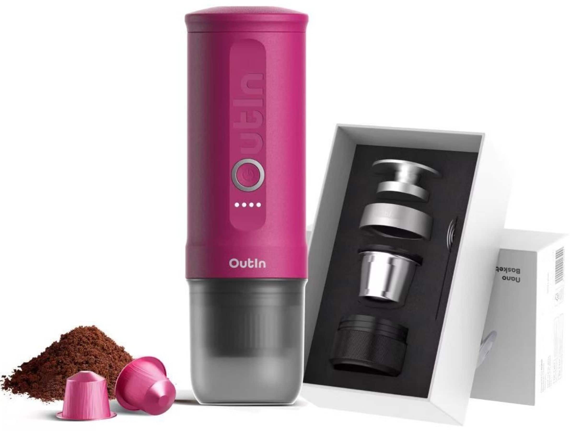 Outin - Nano Complete set Portable Espresso Machine with Double Shot Accessories - Pink