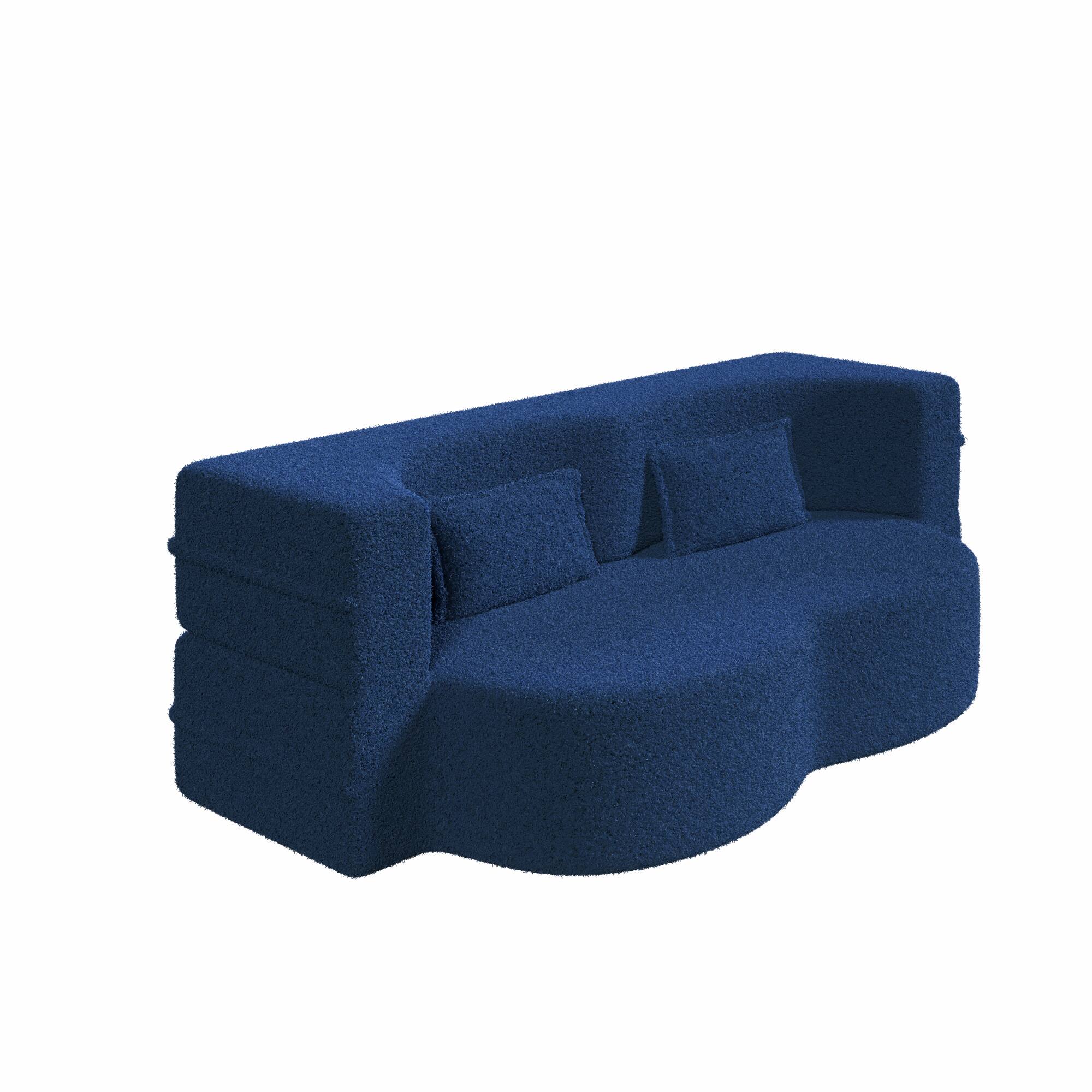 Alt View 5. GOODSILO - Convertible Floor Sofa Bed with 2 Pillows, Full Size Folding Mattress for Living Room and Guest Spaces - Blue.