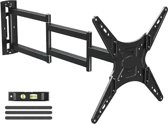 Front. FINEAK - Corner TV Mounts with 37.4 Inch Extension Arm, Max VESA 400x400mm - Black.