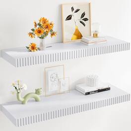 Dazzed Corner - 24" Floating Shelves for Wall, Wall Mounted Shelves,Set of 2 - White