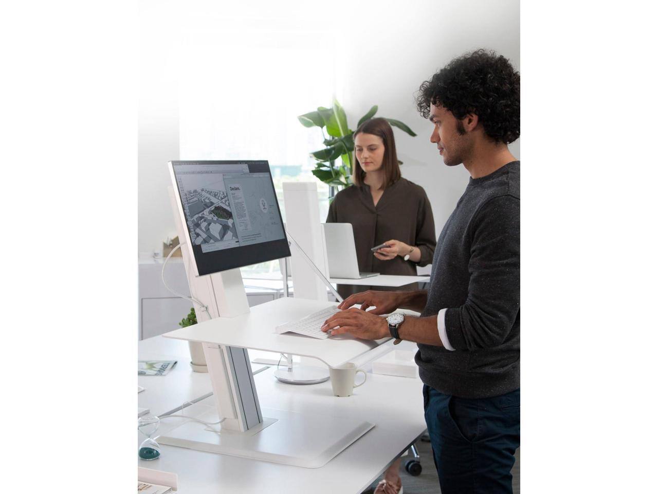 Alt View 2. Humanscale - Humanscale QS Eco 2.0 Dual Monitor Arms with Dual Clamp Mount Base - Black (QSE2DMB) - Unknown.