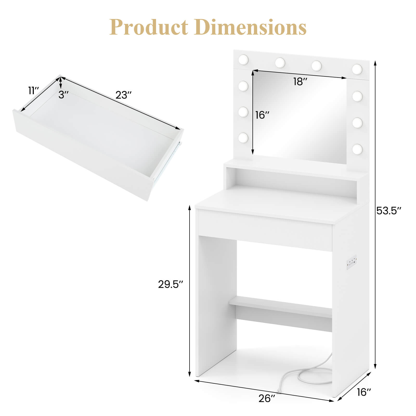 Product Dimensions: 11" x 3" x 23" x 18" x 16" x 53.5" x 29.5" x 26" x 16".