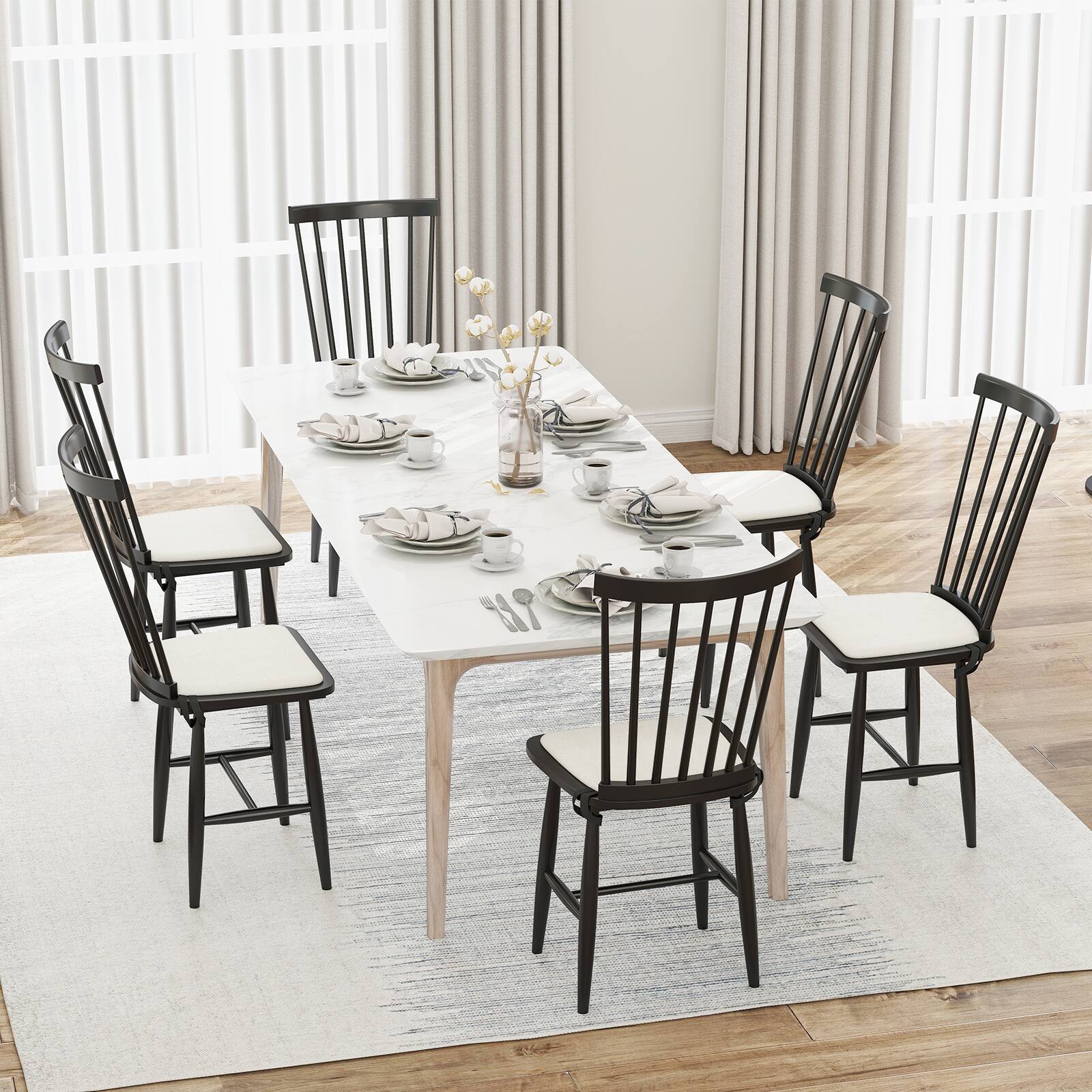 Alt View 1. Costway - Costway Dining Chairs Set of 4 with Removable Seat Cushions for Dining Room, Kitchen - Black.