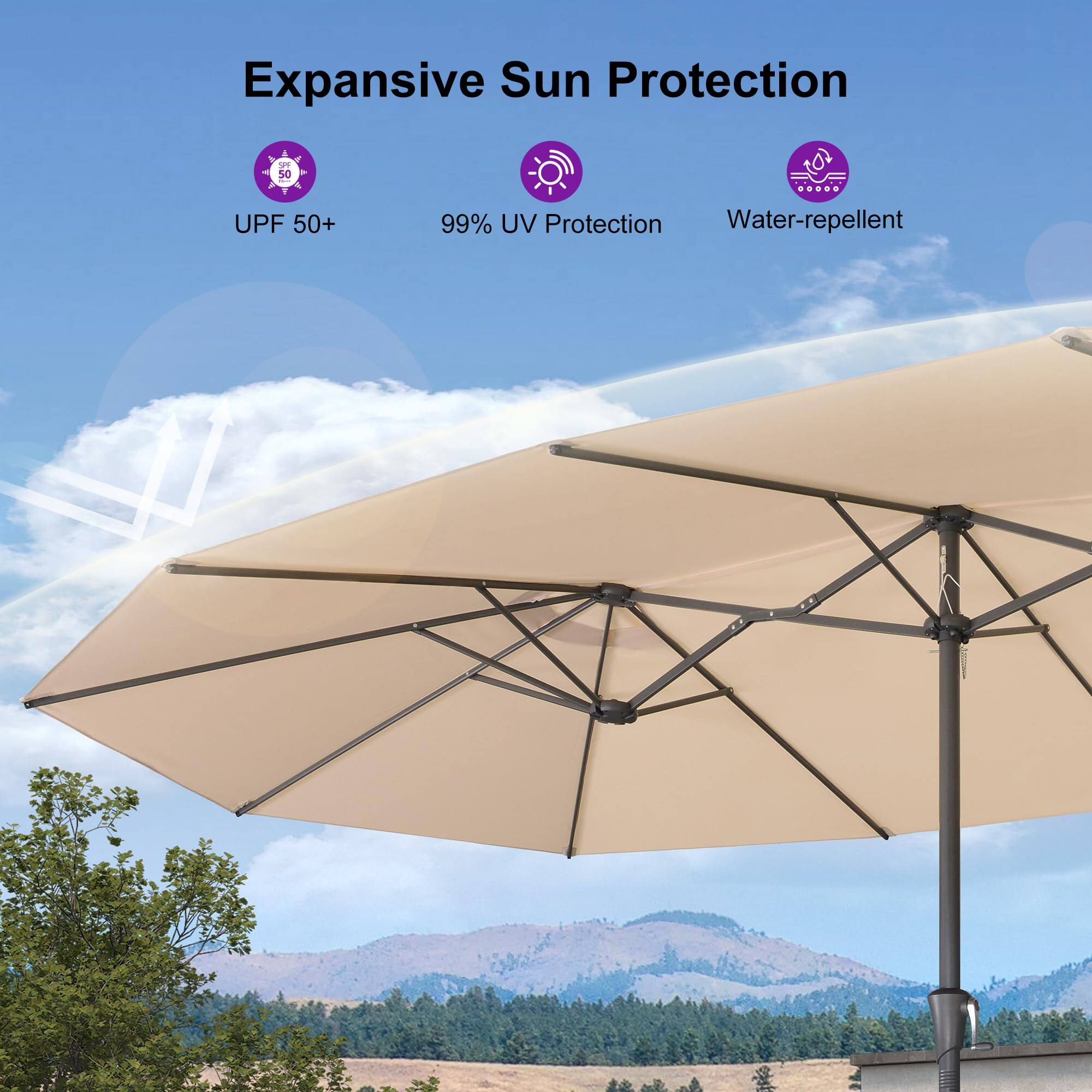 Expansive Sun Protection  
UPF 50+  
99% UV Protection  
Water-repellent