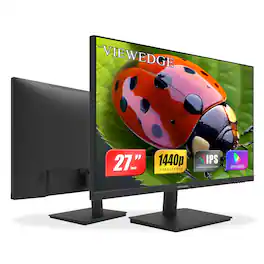 Viewedge - 27" QHD 2K Monitor, 2560x1440 IPS, 75Hz Refresh, HDMI & DP, Eye Care Tech, Wall Mountable - Black