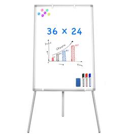 HOMLUX - Bulletin Boards - Portable Dry Erase 36 x 24 Tripod Height Adjustable, 3' x 2' Flipchart Stand Board - White