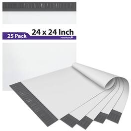 Fosmon - 24" x 24", Large Self-Seal Tear-Proof Polyethylene Mailers - 25 Pack - Silver