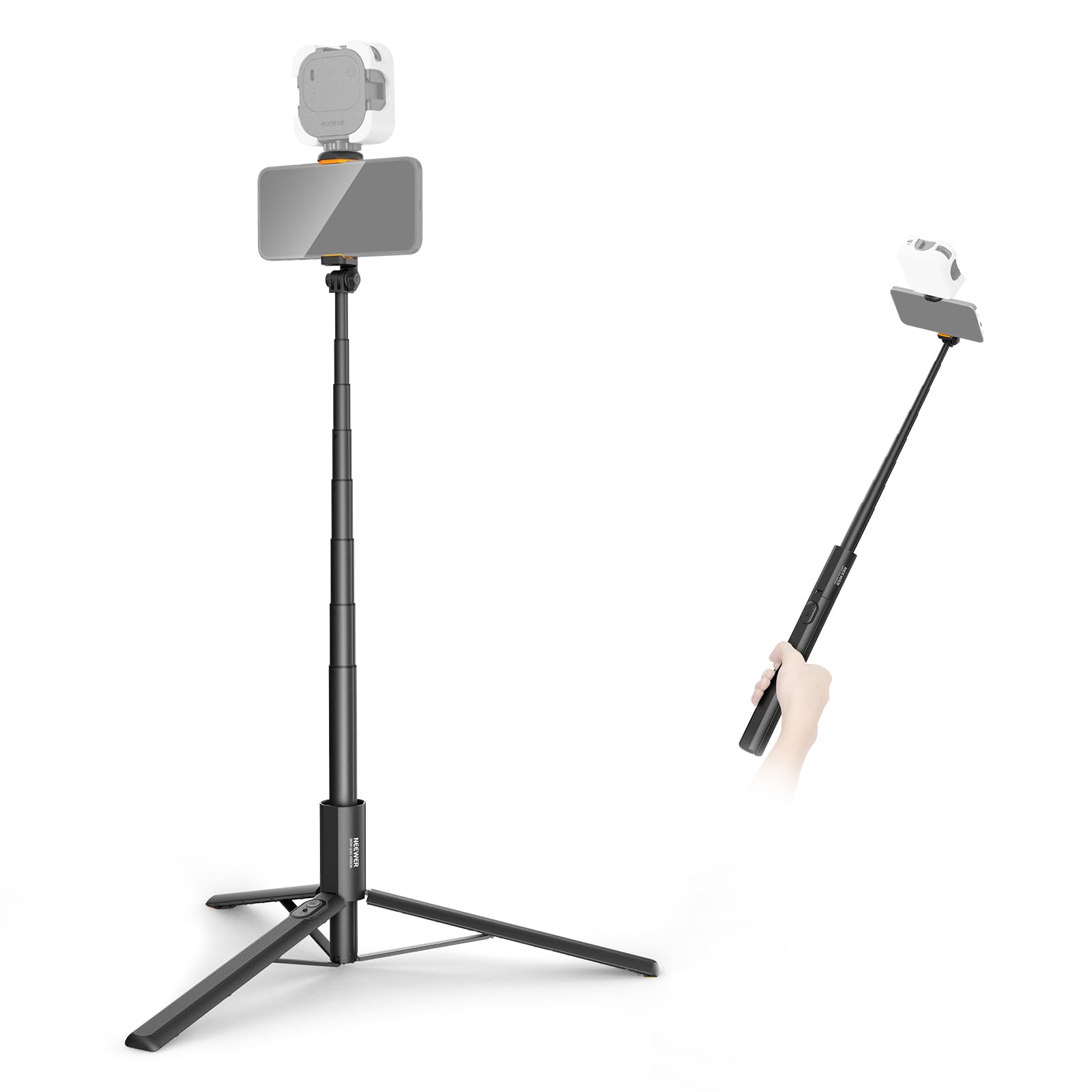 Front. Neewer - 16-71" Entry Level Selfie Stick Tripod with Remote, Phone Compatible - Black.