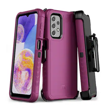 Front. Mybat Pro - MyBat Pro Maverick Series Case with Holster for Samsung Galaxy A23 5G - Plum - Plum.