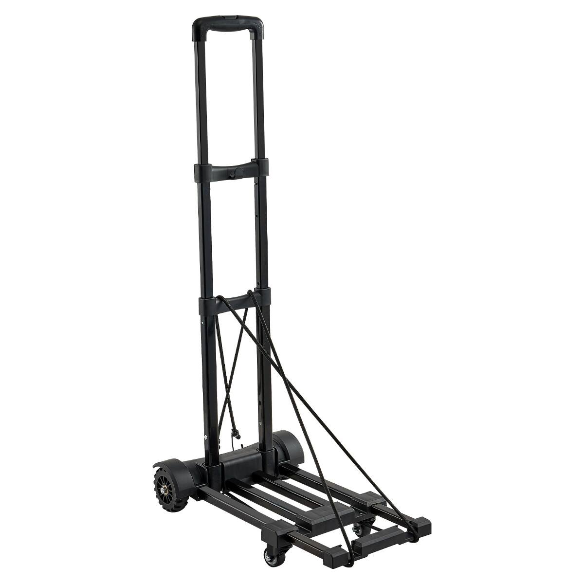 Angle. Ropilly - Ropilly Folding Hand Truck with Expandable Base, 290 lb Platform Cart, Black Steel Moving Dolly - Black.