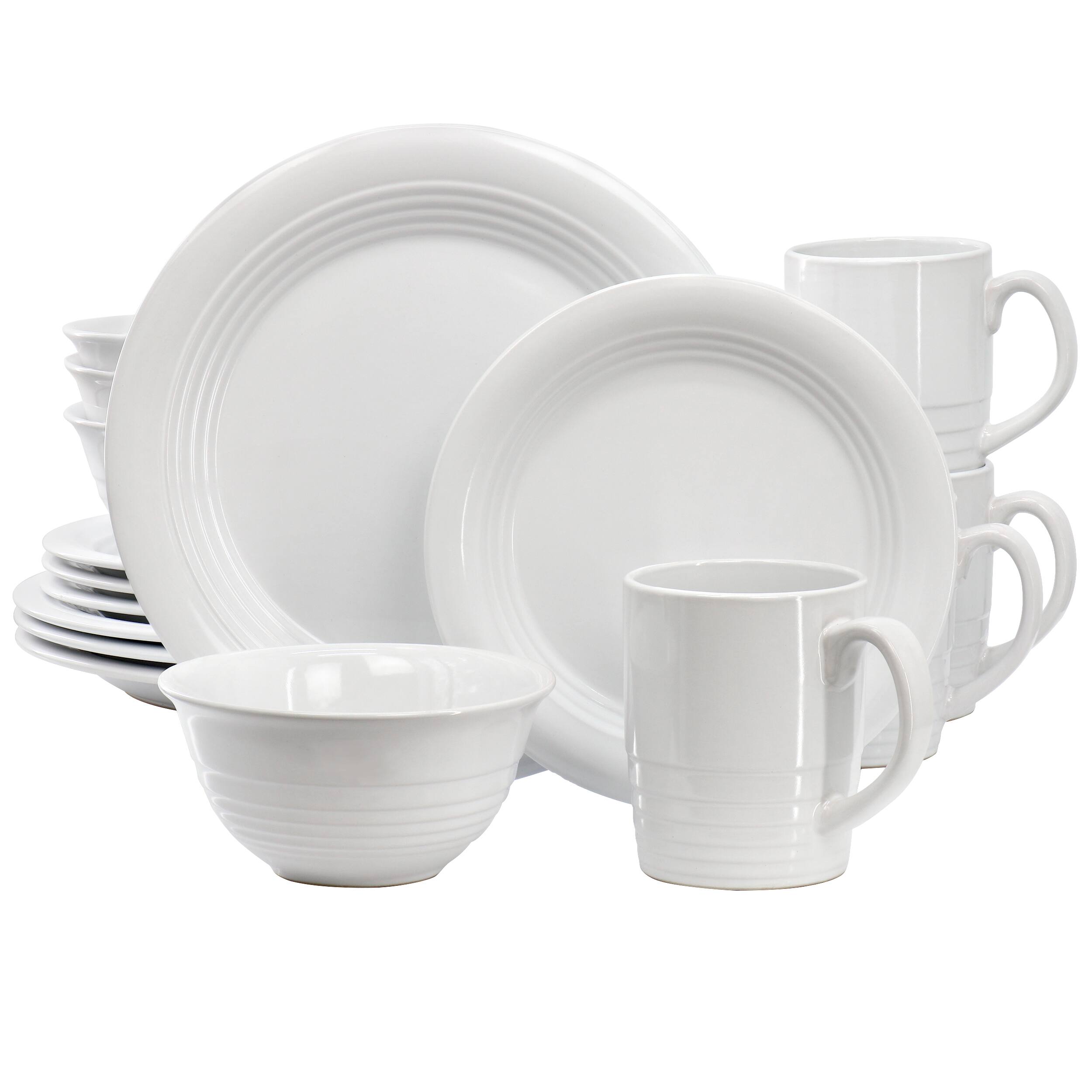 Front. Martha Stewart - Martha Stewart Everyday 16 Piece Round Stoneware Dinnerware Set in White - White.