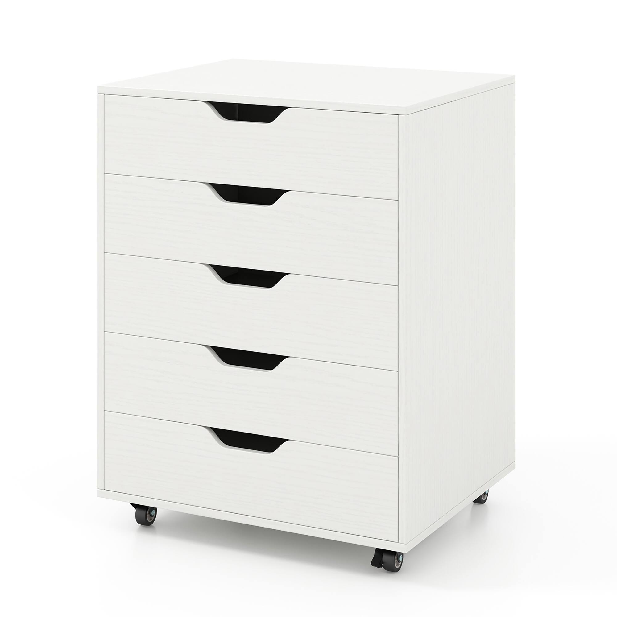 Alt View 9. Gymax - Gymax Lateral File Cabinet w/ Wheels 5-Drawer Dresser Modern Chest of Drawers - White.