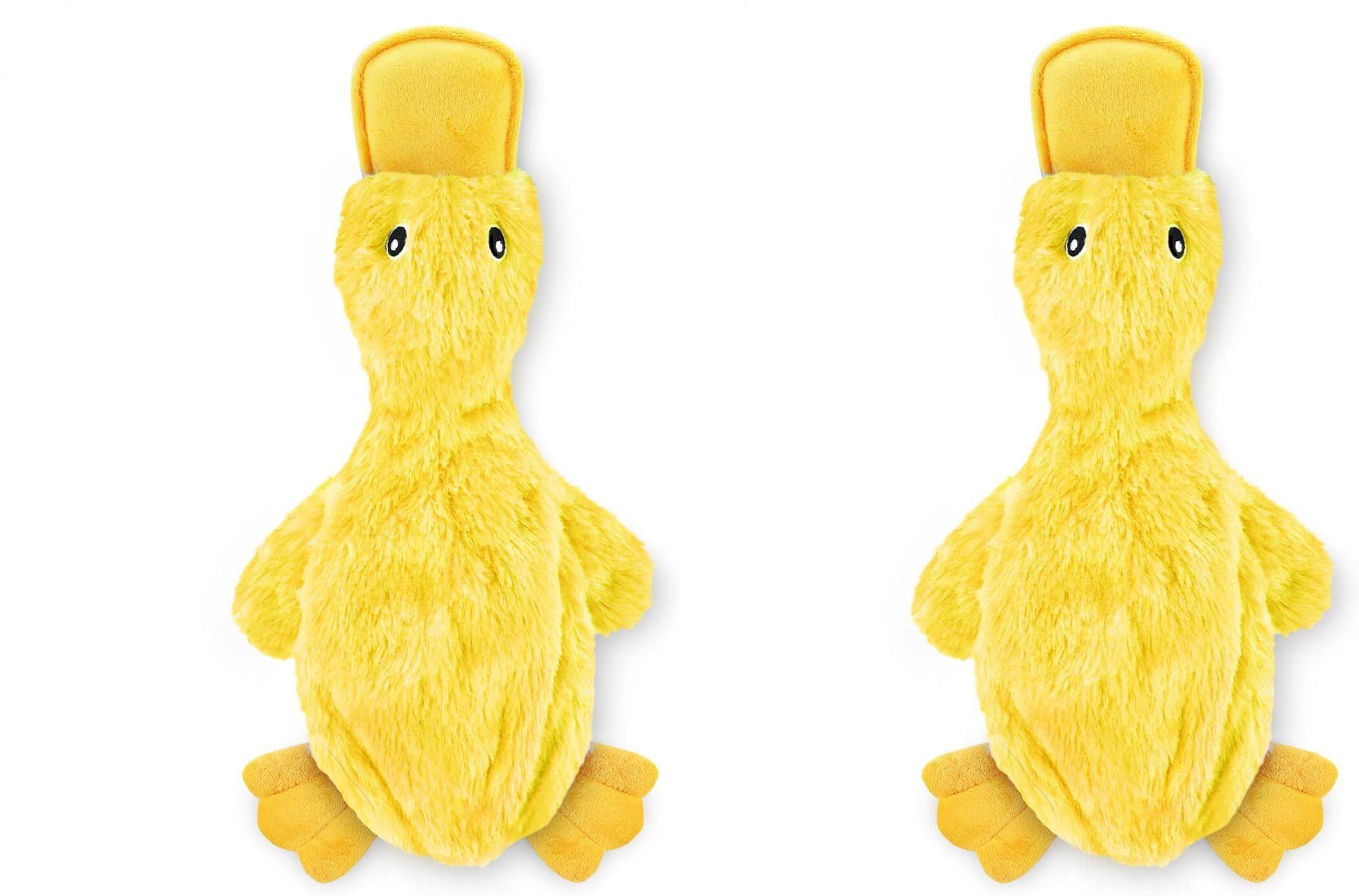 Front. Link - Link Active Crinkle Dog Toy for Small, Medium, Large Breeds, No Stuffing Duck with Squeaker Yellow (2 Pack) - Yellow.