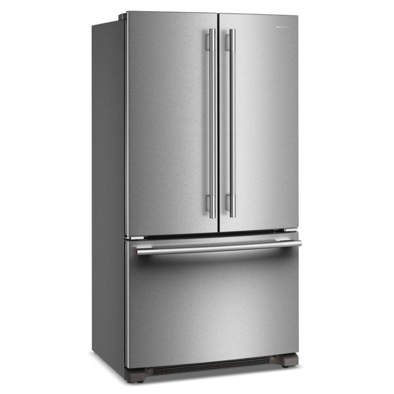 Angle. KitchenAid - 20 Cu. Ft. 36-Inch Counter-Depth French Door Refrigerator with Internal Water Dispenser - PrintShield Stainless.