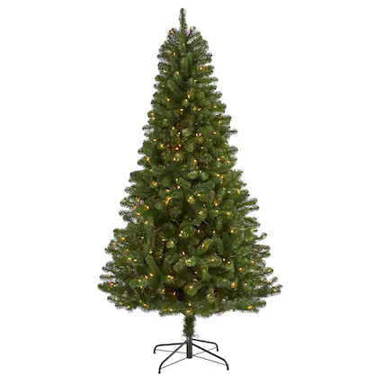 Front. BreeBe - 7.5’ Virginia Fir Xmas Tree w/450 Lights and 979 Tips - Green.