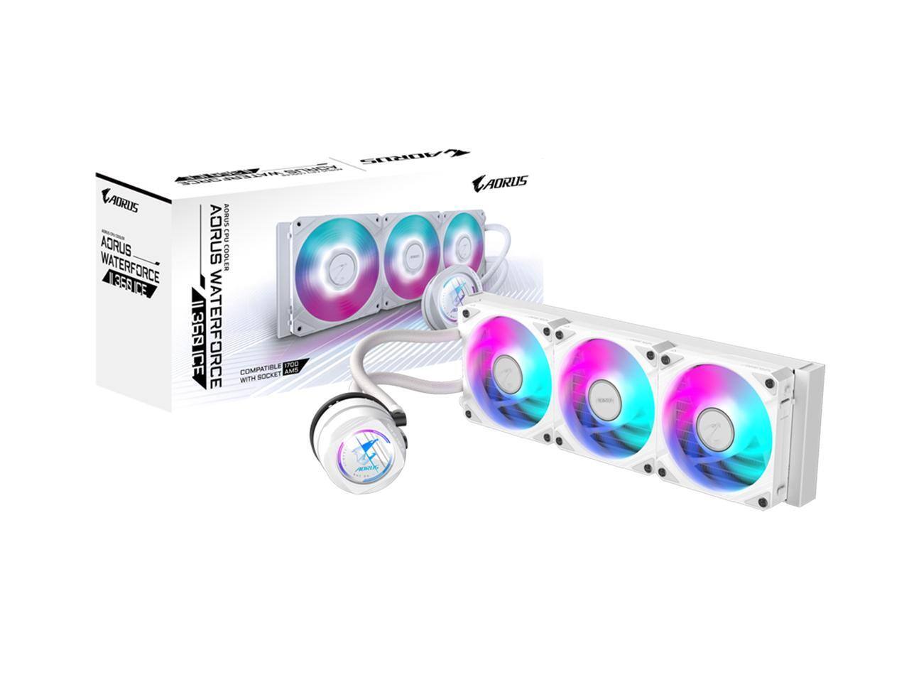 AORUS AORUS WATERFORCE 1358 ICE  
AORUS AORUS COOLER CPU 1368CE WATERFORCE  
COMPATIBLE WITH SOCKET AM4