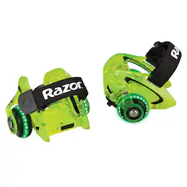 Razor - Jetts DLX Heel Wheels – Glowing LED Wheels, Translucent Polycarbonate Frame, Flashing Sparks, Step-In Strap-On Design - Neon Green