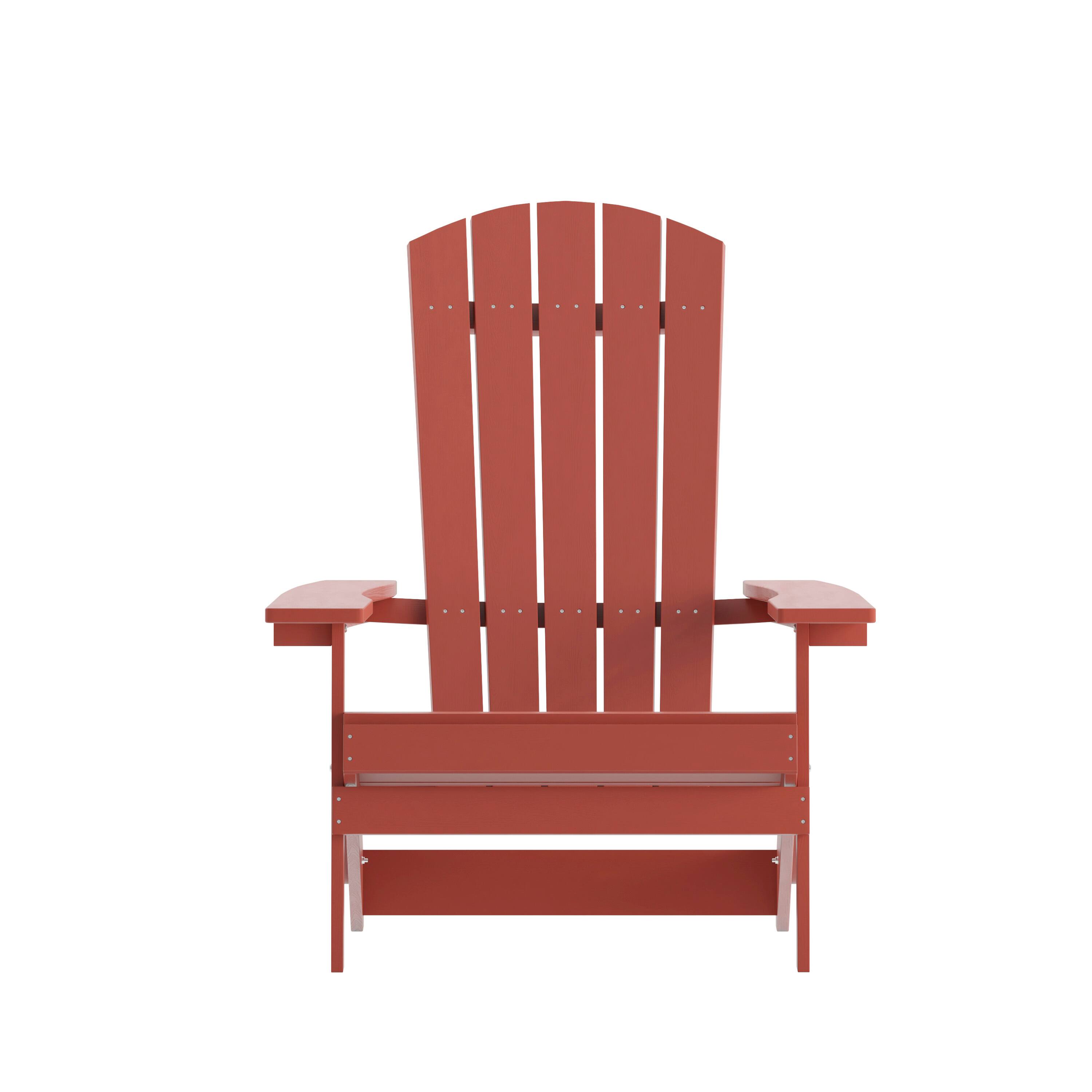 Alt View 9. Emma + Oliver - All-Weather Poly Resin Folding Adirondack Chair - Patio Chair - Red.
