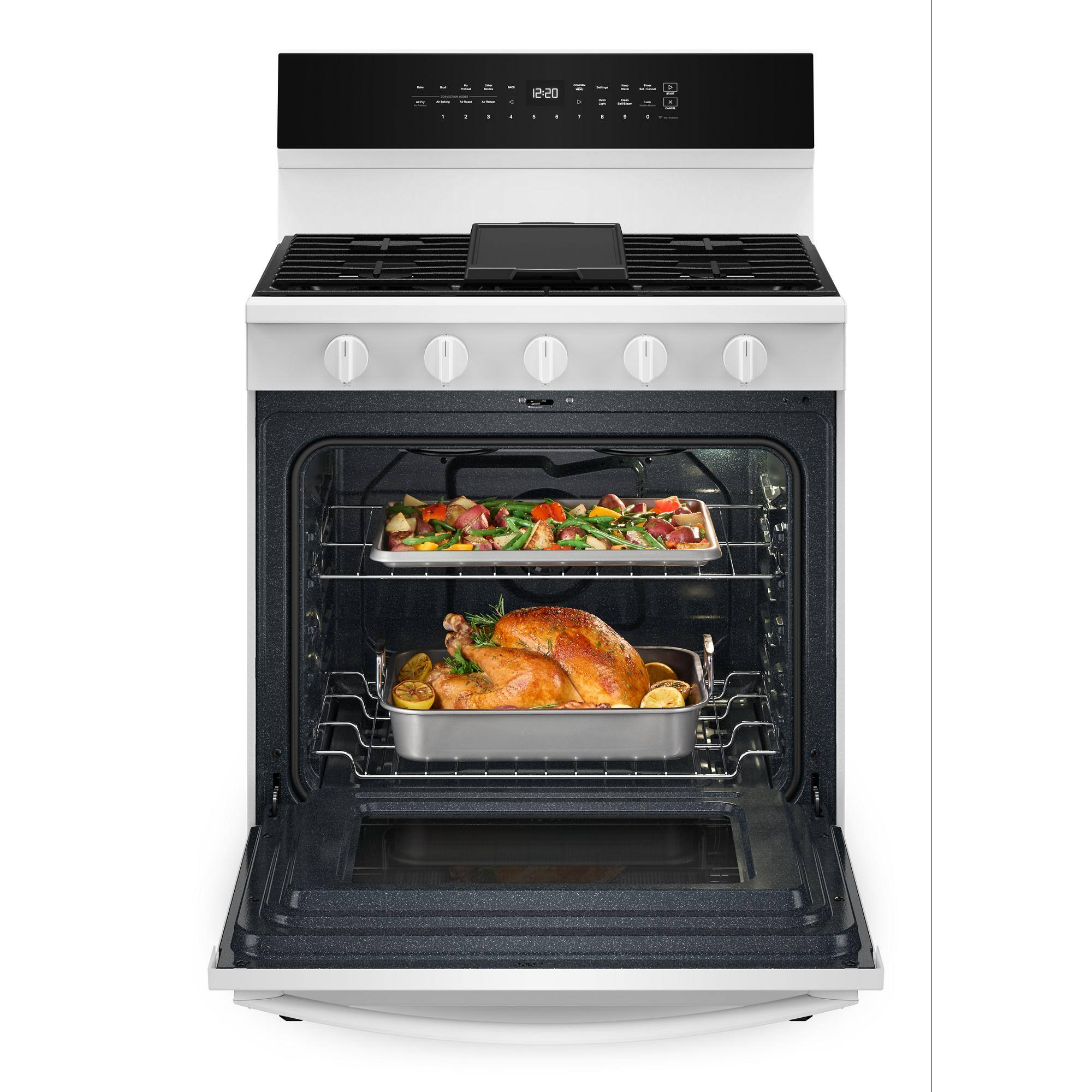 Alt View 2. Whirlpool - 5.0 Cu. Ft. Smart Freestanding Gas Range with Air Cooking Technology, No Preheat Air Fry and Steam/Self Clean - White.