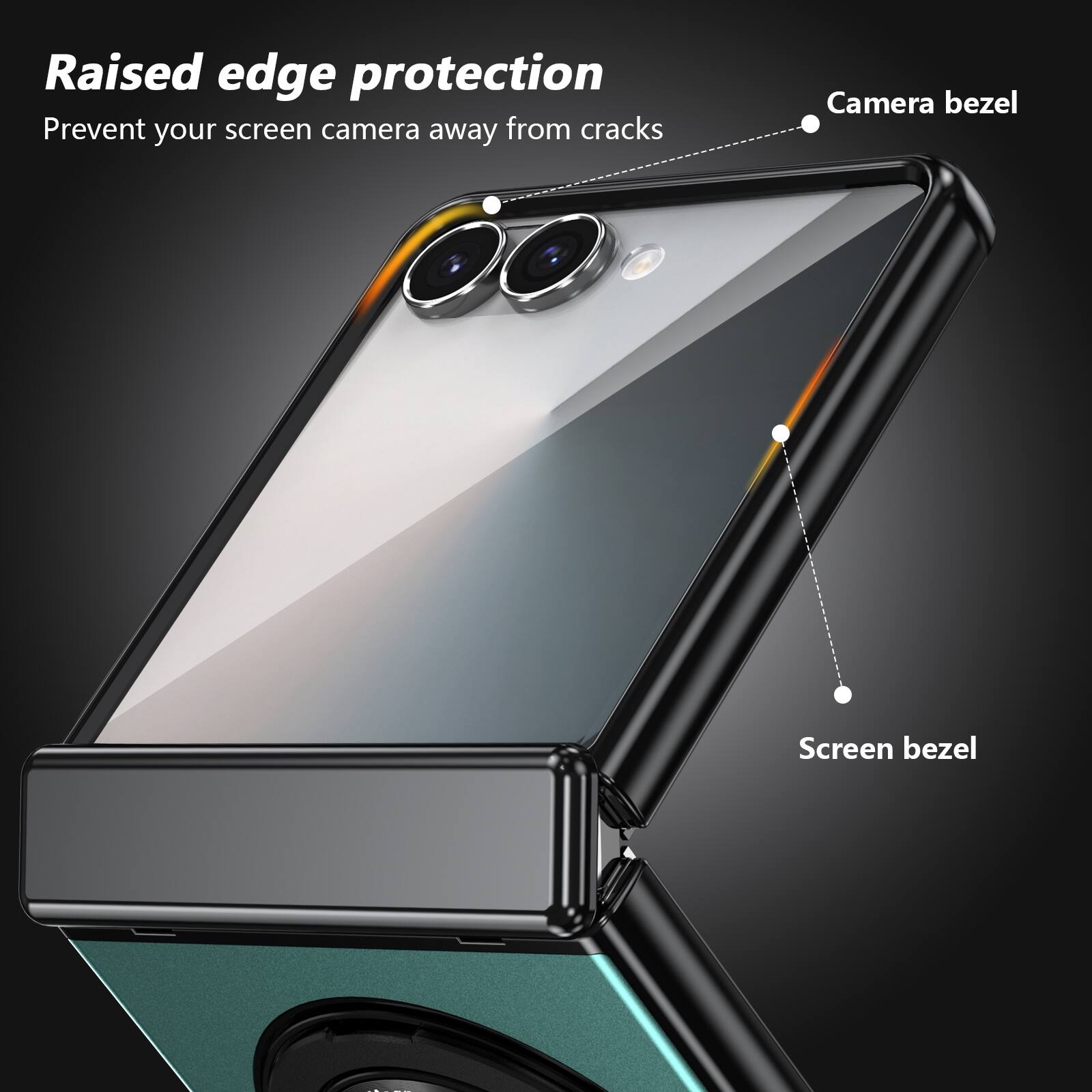 Raised edge protection  
Prevent your screen camera away from cracks  
Camera bezel  
Screen bezel