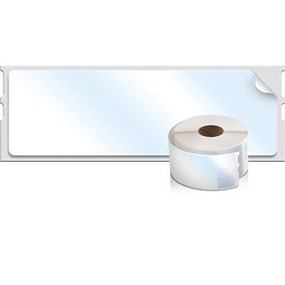 Back. DYMO - LabelWriter 30254 Mailing Address Labels, 3-1/2" x 1-1/8", Black on Clear, 130 Labels/Roll (30254) - Black On Clear.