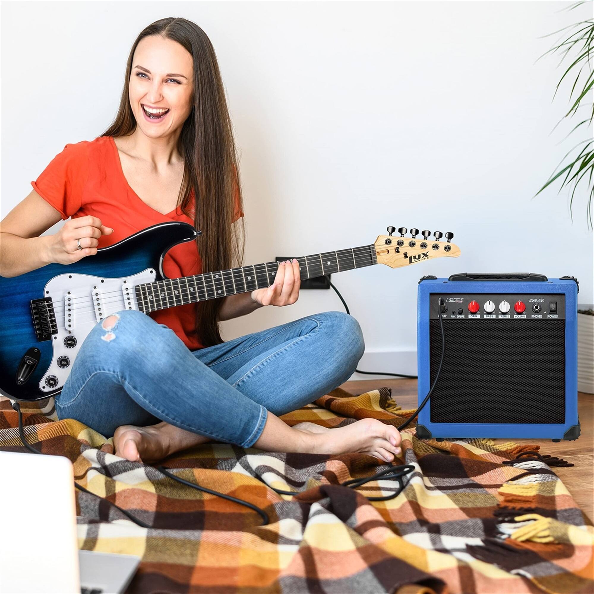 Alt View 5. Lyxpro - Electric Guitar Amp - 20 Watt Guitar Amplifier with Built-in Speaker Headphone Jack.