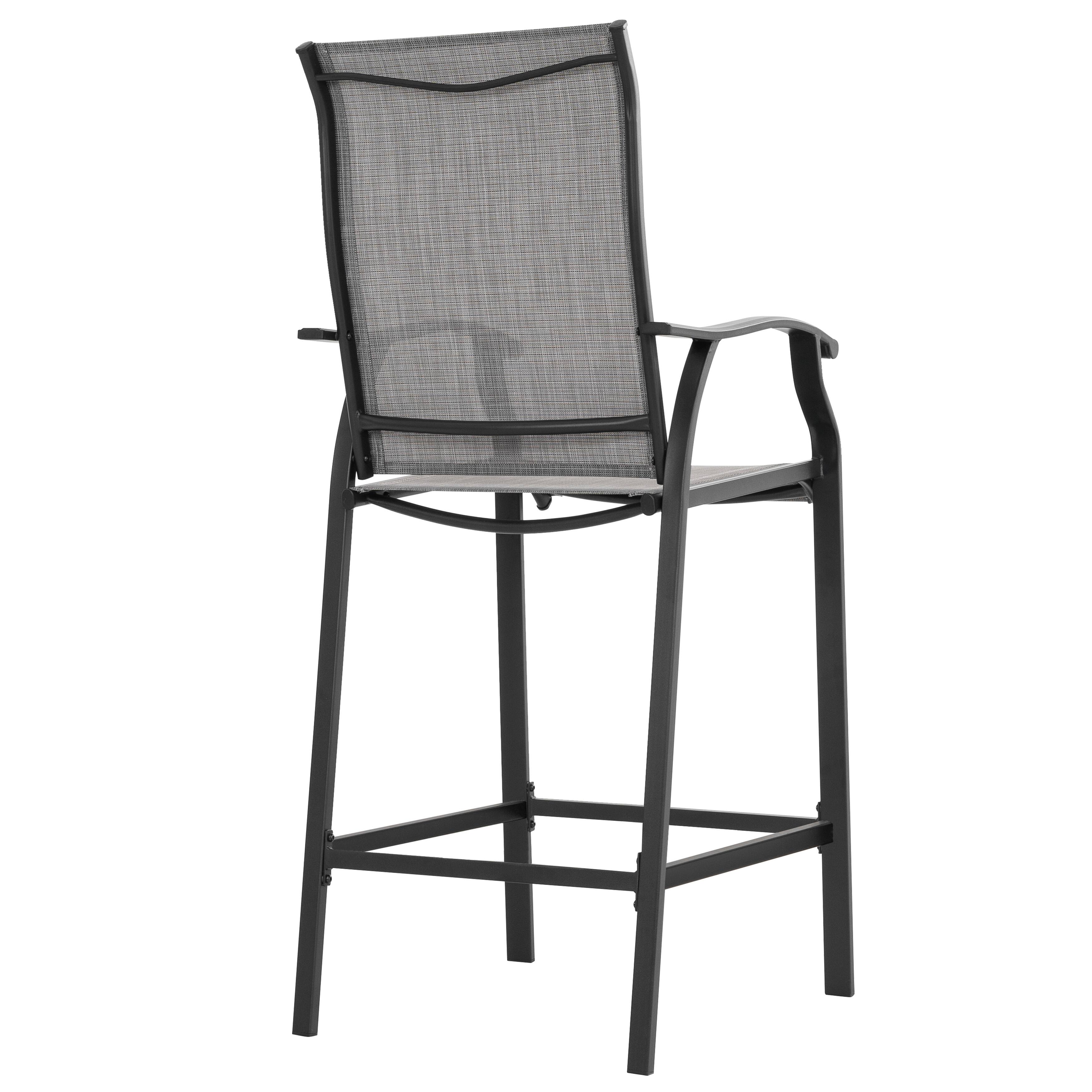 Alt View 5. Nuu Garden - Outdoor 2-Piece Textilene Bar Stools with High Backrest, Gray - Gray.