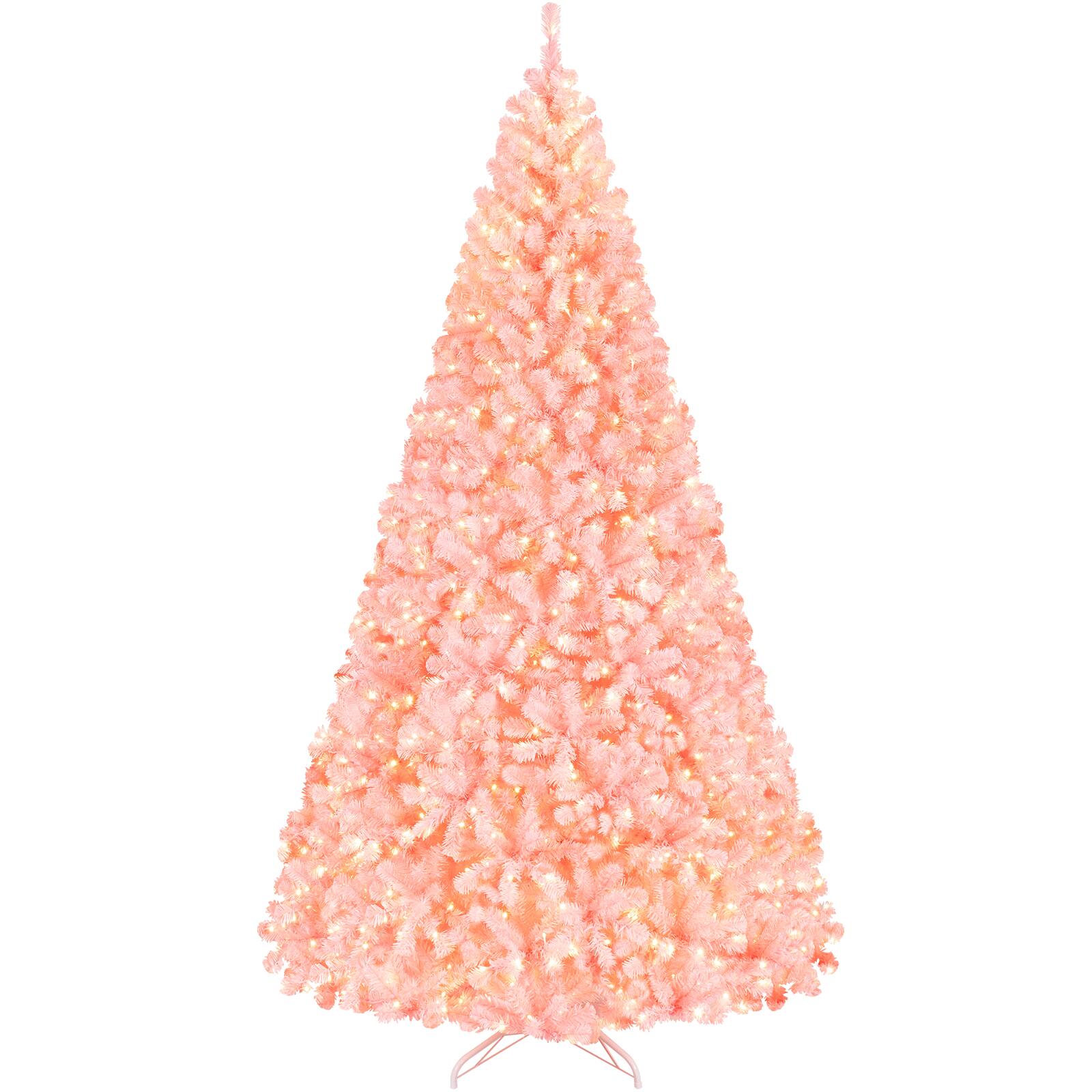 Alt View 1. Costway - Costway 9 ft Pre-Lit Fir Christmas Tree with 1966 Full Branch Tips, 750 White LED Lights - Pink.