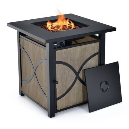 Front. SlickBlue - 40,000 BTU Portable LP Gas Fire Pit Table – Propane Heater for Outdoor Spaces - Black, Grey.